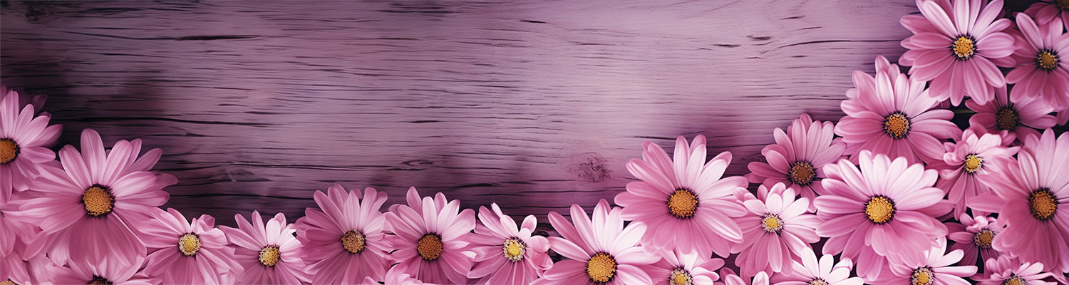 Pink flowers on wood